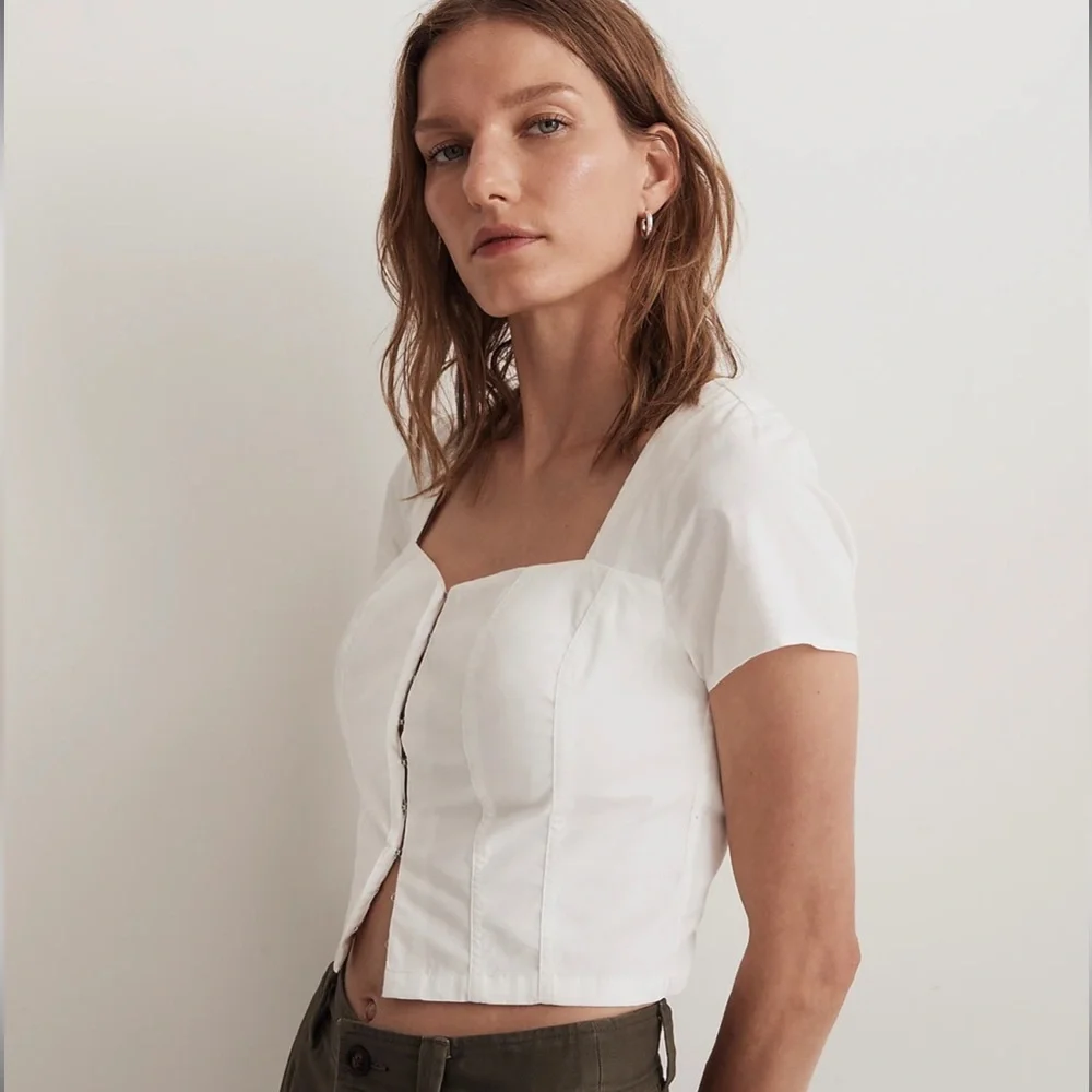 MADEWELL POPLIN HOOK FRONT TOP WHITE VARIOUS SIZES AVAILABLE NWT - Picture 1 of 6